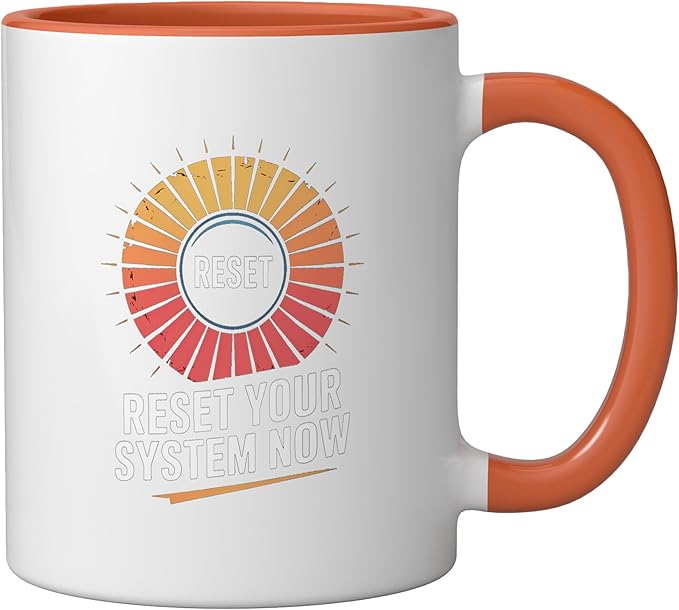 Relaxation Breathing Vagus Nerve Stimulation, Stress Relief Ceramic Mug, Orange/White