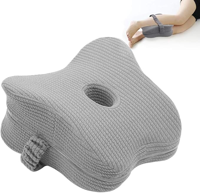 Upgrade Knee Pillow for Side Sleepers with Elastic Strap, Memory Foam Leg Pillow, Ideal for Spine Alignment, Hip, Back & Joint Pain Relief - for Better Sleeping with Breathable & Washable Cover