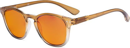 Eyekepper Ladies Blue Light Blocking Reading Glasses with Orange Tinted Filter Lens - Night Sleep Computer Readers Women - Brown-Clear Frame +1.00