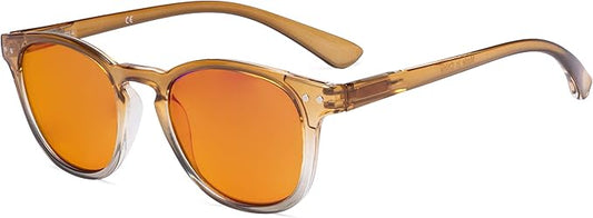 Eyekepper Ladies Blue Light Blocking Reading Glasses with Orange Tinted Filter Lens - Night Sleep Computer Readers Women - Brown-Clear Frame +2.25