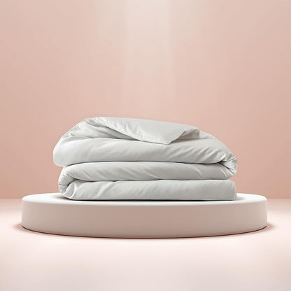 Baloo 60"x80" Cotton Duvet Cover for 15lb/20lb Weighted Blanket– White Weighted Blanket Cover with 8 Ties– Soft– Premium – Breathable 100% Cotton & Removable Zipper Closure Duvet Cover Full/Queen Size