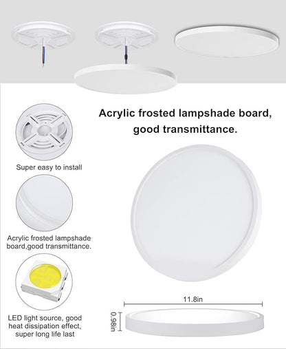 Ceiling Light LED Dimmable Flush Mount RGB Panel Smart Alexa Google Home WiFi with Remote Control for Living Room Bedroom Dinning Kitchen Hallway Bathroom Round 12Inch 24W White