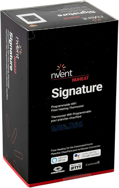nVent NUHEAT Signature Programmable WiFi Dual-Voltage Floor Heating Thermostat with Touchscreen Interface, Compatible with Alexa, Google Assistant, and IFTTT