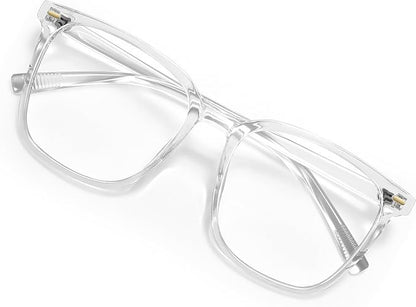 Oversized Square Blue Light Blocking Glasses for Women Men, Anti-Fatigue Computer Monitor Glasses Reduce Eye Strain
