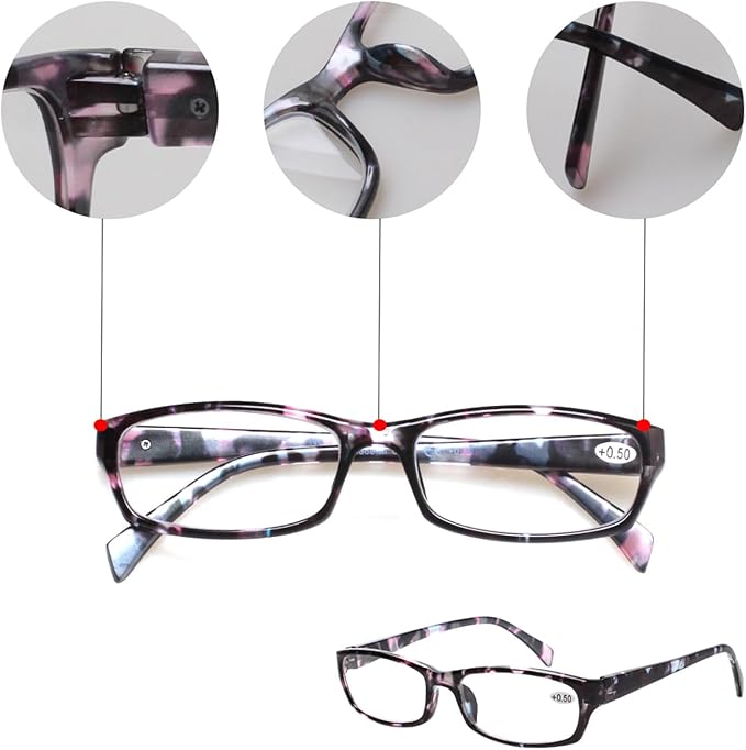 Kerecsen Reading Glasses 5 Pairs Fashion Ladies Readers Spring Hinge with Pattern Print Eyeglasses for Women (Mix Color -2, 2.00)
