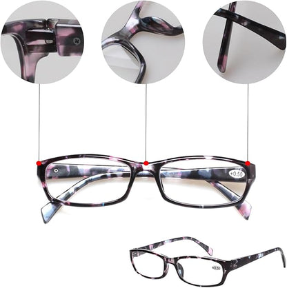 Kerecsen Reading Glasses 5 Pairs Fashion Ladies Readers Spring Hinge with Pattern Print Eyeglasses for Women (Mix Color -2, 2.00)