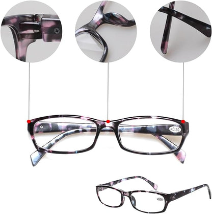 Kerecsen Reading Glasses 5 Pairs Fashion Ladies Readers Spring Hinge with Pattern Print Eyeglasses for Women (Mix Color -2, 1.50)