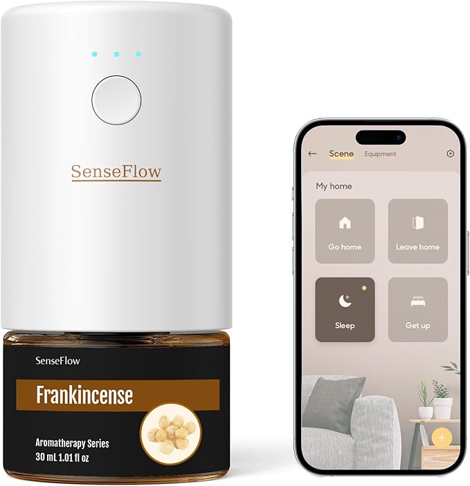 SF101S Pro Smart Waterless Essential Oil Diffuser, Plug in Aromatherapy Diffuser & Non-Toxic air Freshener, 120-Day Natural Aroma Mist, Covers 1000 Sq Ft- Free 30ml Frankincense