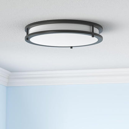 ASD LED 16" Round Flush Mount Lighting, Close to Ceiling Light Fixture | 3CCT, Dimmable, Energy Star, ETL Listed | 24W 1854LM 3000-5000K 120V | Low Profile Double Ring Lamp | Black, 4 Pack