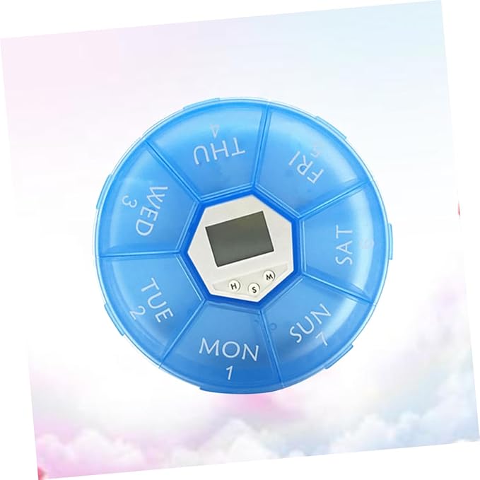 SAFIGLE Compartment Pill Dispenser Alarm Clock Portable Electronic Medication Reminder for Daily Use Easy Read Labels Suitable for Patients and Caregivers