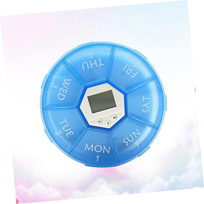SAFIGLE Compartment Pill Dispenser Alarm Clock Portable Electronic Medication Reminder for Daily Use Easy Read Labels Suitable for Patients and Caregivers