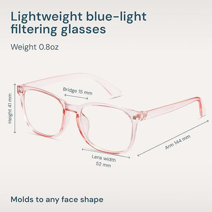 Gaoye Transparent Pink Blue Light Glasses for Computer & Gaming - Anti UV Ray Lenses, Scratch-Resistant & Comfort Fit