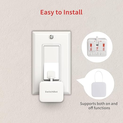 Switchbot Smart Switch Button Pusher (Bluetooth) – Fingerbot for Rocker Switch/One-Way Buttons, App Timer Control, No Wiring, Optional Hub Required for Voice/Remote, White, 2 Packs