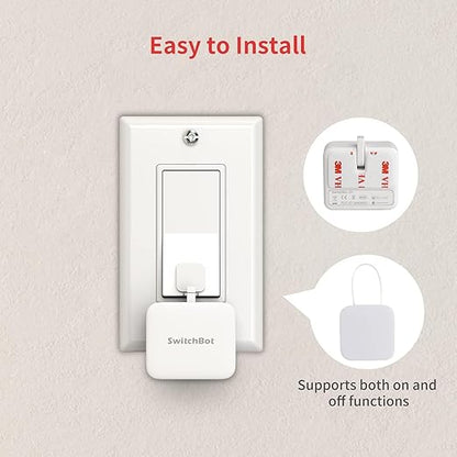 Switchbot Smart Switch Button Pusher (Bluetooth) – Fingerbot for Rocker Switch/One-Way Buttons, App Timer Control, No Wiring, Optional Hub Required for Voice/Remote, White, 2 Packs