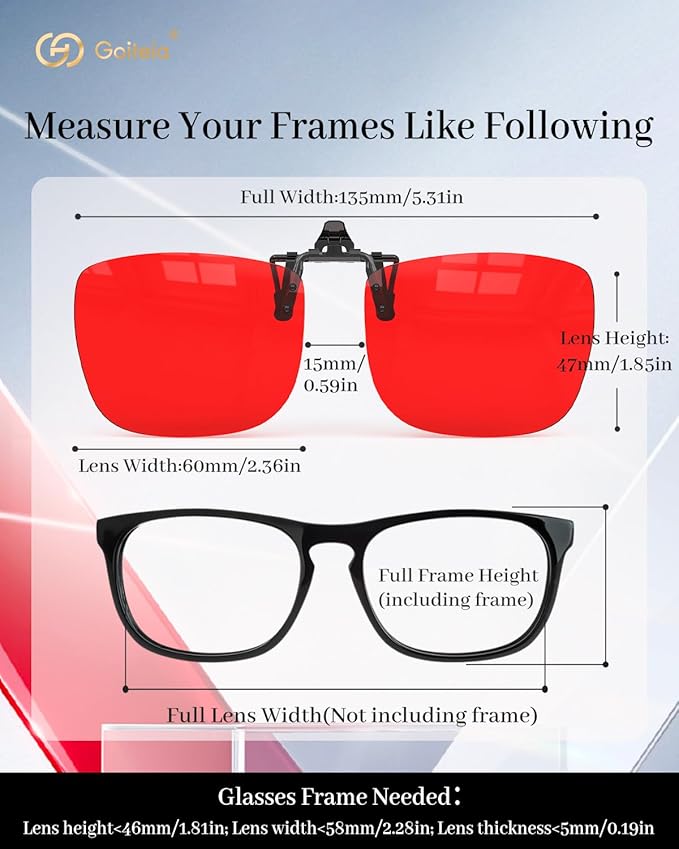 Goiteia Red Clip on Blue Light Blocking Glasses for Sleep-Block Blue & Green Light-Fast and Sound Sleep/Relieve Eye Strain