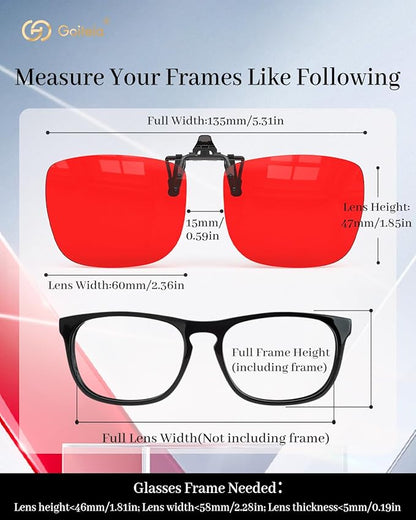 Goiteia Red Clip on Blue Light Blocking Glasses for Sleep-Block Blue & Green Light-Fast and Sound Sleep/Relieve Eye Strain