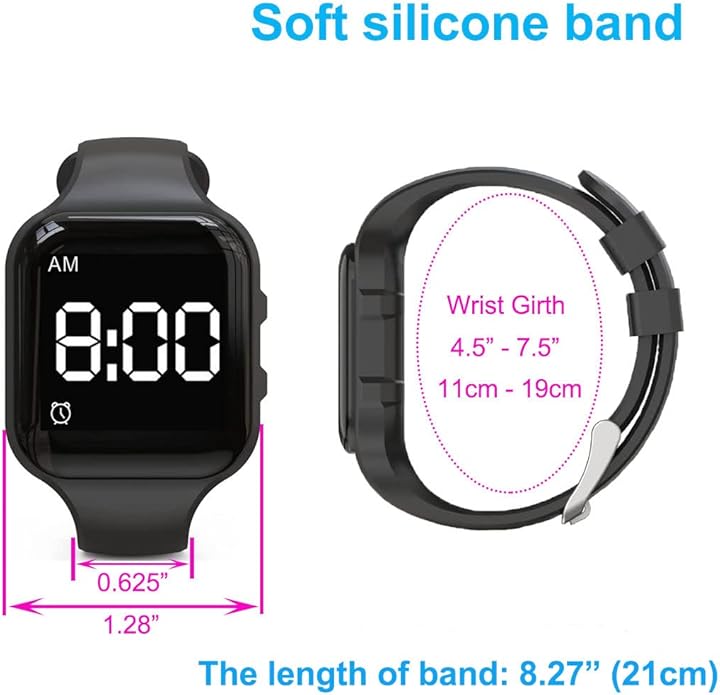 Vibrating Alarm Watch Rechargeable 15 Alarm Reminder Wristband Potty Training Watch with Lock Screen