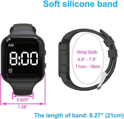 Vibrating Alarm Watch Rechargeable 15 Alarm Reminder Wristband Potty Training Watch with Lock Screen