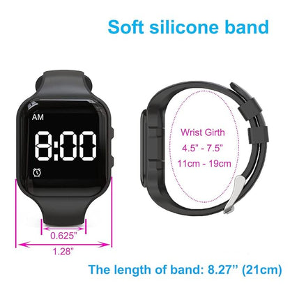 Vibrating Alarm Watch, Potty Training Watch Water Resistant Medical Reminder Wristband with Timer (Yellow)