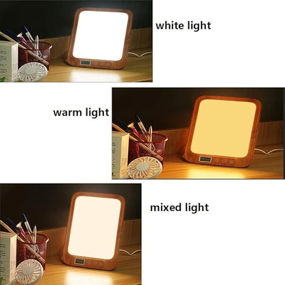 Wood Grain Light Therapy, 45000 Lux LED Light Box, with 3 Color Modes, 6 Brightness Levels & Stepless Dimming, Sunset Mode Timer Settings Function,Wood Grain