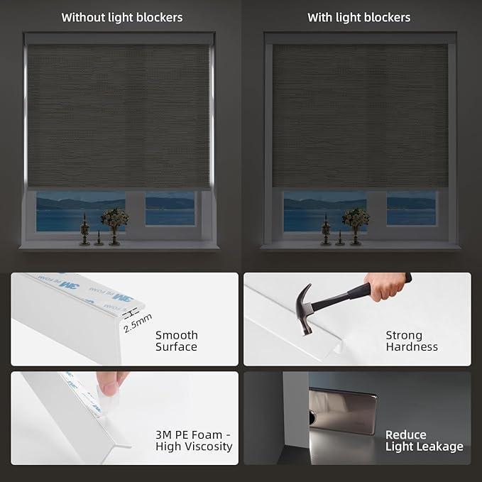 ZSTARR Motorized Smart Light Filtering Blind for Window with Remote Control, Automatic Blackout Roller Shade Customizable Size,with Valance Child Safety Rechargeable Battery Blinds (Light Khaki)