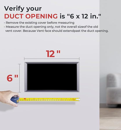 Quiet Register Booster Fan Fits 6" x 12" Register Holes, 10-Speed Smart Heating Cooling AC Vent Fan with Remote Control and Thermostat Control - Bronze