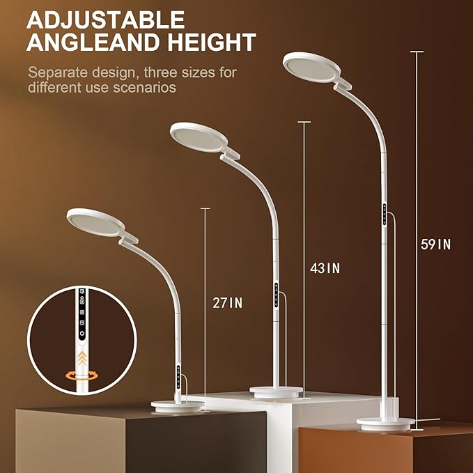 UV-Free Sun Light Therapy Lamp, 10000 Lux Floor Lamp with 5 Brightness Levels
