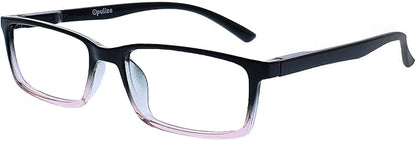 OPULIZE SEE Reading Glasses with Blue Light Blocking for Women and Men, Narrow Frame, Spring Hinges, Computer Gaming Glasses, Black,Black to Pink +2 (Pack of 2)