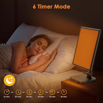 Sun Lamp, 12000 Lux UV-Free Light Therapy Lamp with 5 Adjustable Brightness Levels/6 Timer/Remote Control,180° Free Rotable Heavy Base Smart Plug for Home Office