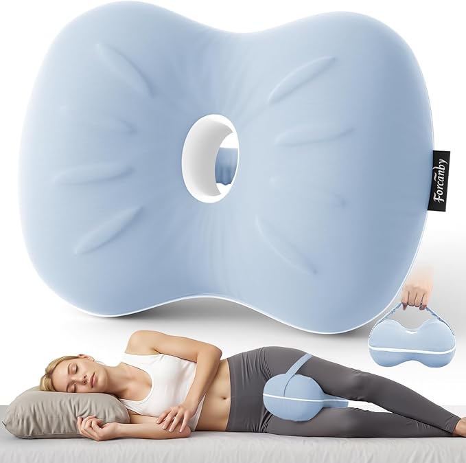 Leg & Knee Pillow for Side Sleepers - Smooth Spine Alignment Pillow - Memory Foam Knee Pillows for Back Hip Pain, Spine Aligning, Sciatica, Surgery Recovery, Pregnancy