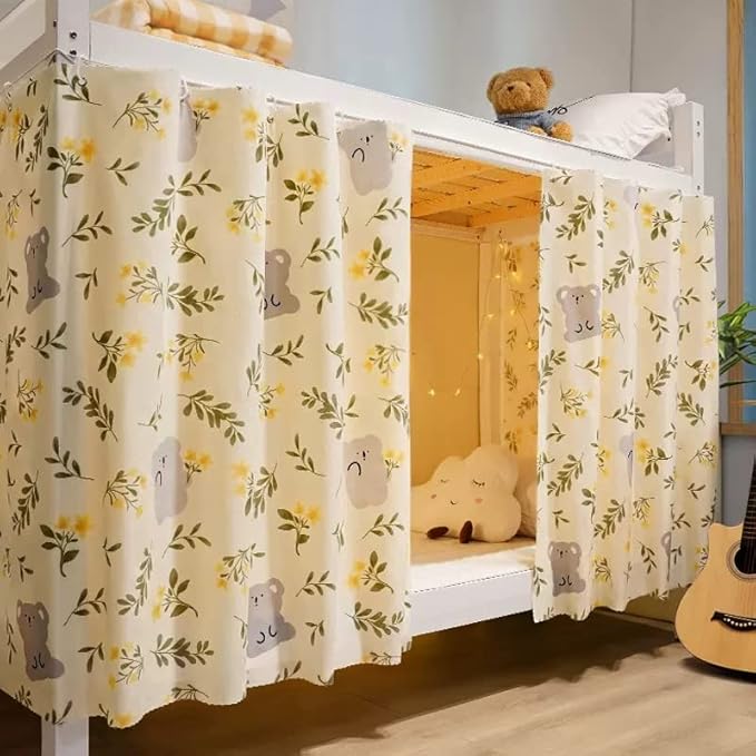 Bottom Bunk Bed Curtains Sheer Privacy Cloth Underbed Curtains for Low Loft Bed Twin, 2 Panels, Koala