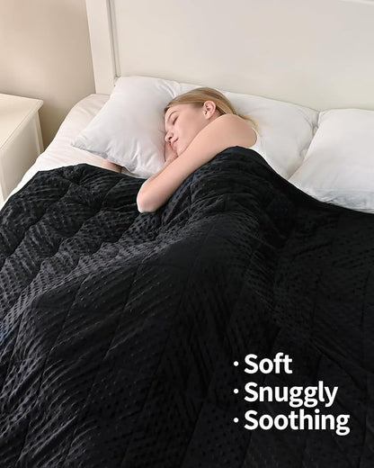Mr. Sandman Weighted Blanket for Adults, Heavy Blanket for Woman, Man Sleeping/Calm, Soft and Cozy Weighted Throw Blankets, Machine Washable, 60 x 80in, 20 lbs, Black