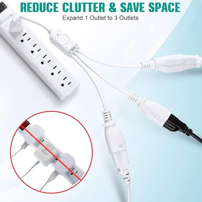 Feekoon 3 Plug 120V Heat Cable Controller, Outdoor Thermostat Controlled Extension Cord, Turns on Below 32°F, Off Above 50°F for Coop Heaters Deicers Water Pipe Heating Tapes, Energy Saving