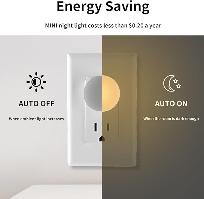 Night Lights Plug in, Auto Dusk to Dawn Sensor, 3CCT, 3 Brightness, Small Night Lights, Automatic On and Off Night Lamp for Hallway,Bedroom, Stairway, Energy Efficient, 12Pack