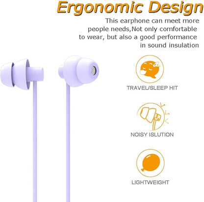 MAXROCK (TM Total Soft Silicon Headphones with Mic Sleep Travel Choice for Cellphones Tablets and 3.5mm Jack (Violet)