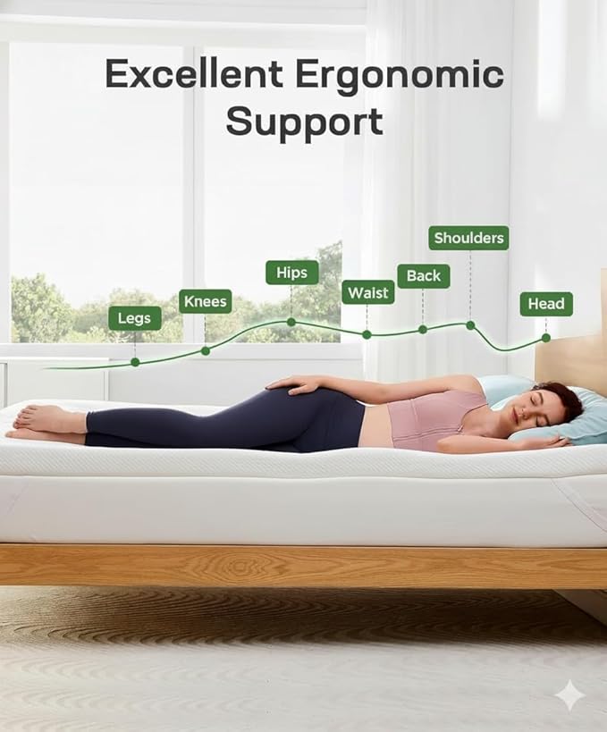 Marsail Queen Size Memory Foam Mattress Topper, 3 Inch Cooling Gel Infused Mattress Topper with Soft Cover, CertiPUR-US and Oeko-TEX Certified, Suitable for Sofa, RV, Camping