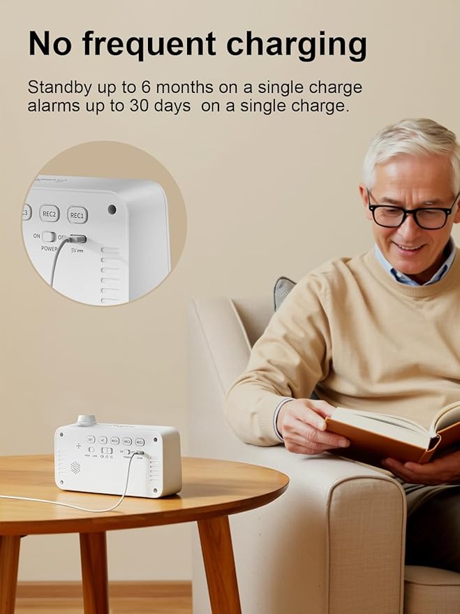 Medication Pill Reminder, Rechargeable Talking Alarm Clock with 3 Custom Voice Recording Alarms, Touch-to-Talk, a Digital Alarm Clocks Gift for Mom/Dad/Seniors/Elderly