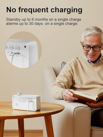 Medication Pill Reminder, Rechargeable Talking Alarm Clock with 3 Custom Voice Recording Alarms, Touch-to-Talk, a Digital Alarm Clocks Gift for Mom/Dad/Seniors/Elderly