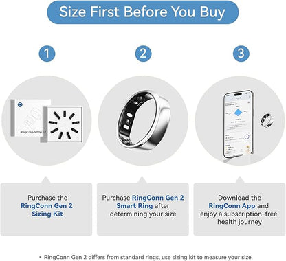 RingConn Gen 2, World’s First Smart Ring with Sleep Apnea Monitoring, No APP Subscription, 12-Day Battery Life, Stress/Heart Rate/Women's Health Tracker, Android & iOS Compatible (Silver, Size 12)
