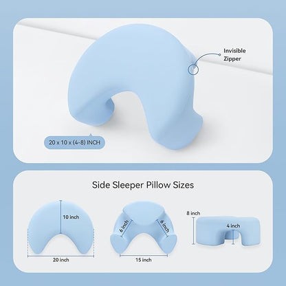 AM AEROMAX Side Sleeping Pillow with Arm Holes - Ergonomic Memory Foam Pillow for Cervical, Neck, Shoulder & Rotator Cuff Pain Relief - Ideal for Side Sleepers.(Blue)