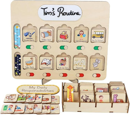 Wooden Kids Chore Routine Board, Toddler Visual Schedule, Home Responsibility Chart