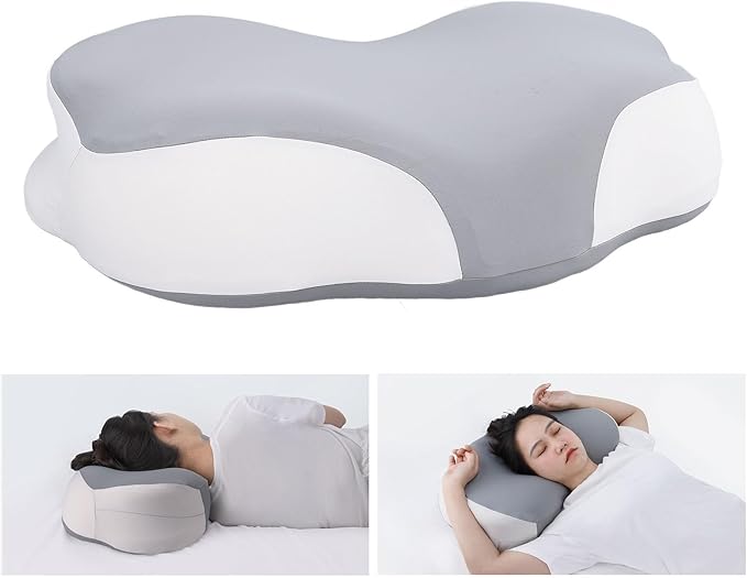 Memory Foam Pillow, 2 Height Adjustable Ergonomic Contour Slow Rebound Adults Cervical Traction Pillow with Breathable Pillowcase for Head Shoulder Back Support