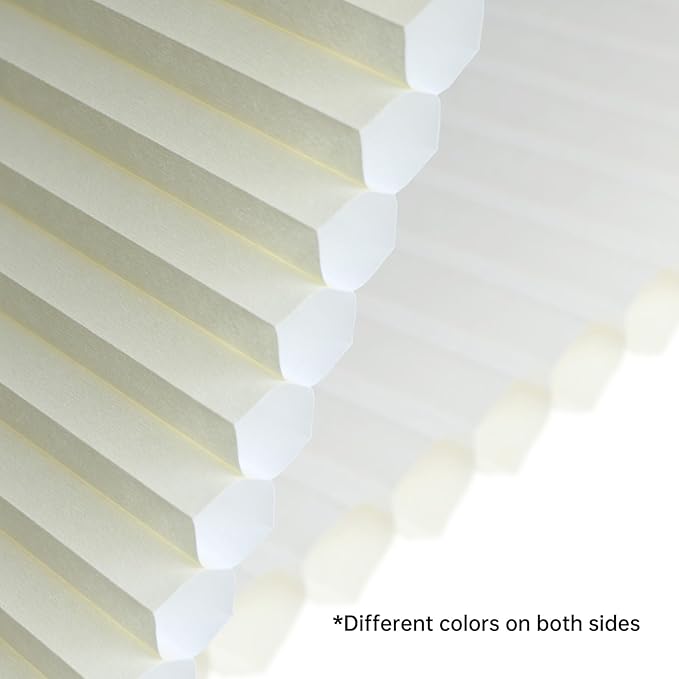 Motorized Cellular Shades with Remote, Light Filtering Smart Cellular Shades Compatible with Alexa, Honeycomb Window Blinds for Bedroom Home Office, Custom Size, Half Shading Cream