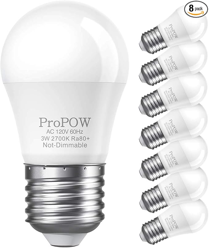 25 Watt Light Bulbs Equivalent A15 3W LED Light Bulb Soft White 2700K Energy Saving Low Watt Light Bulbs, E26 Base Bulb for Home Bedroom(8 Pack)