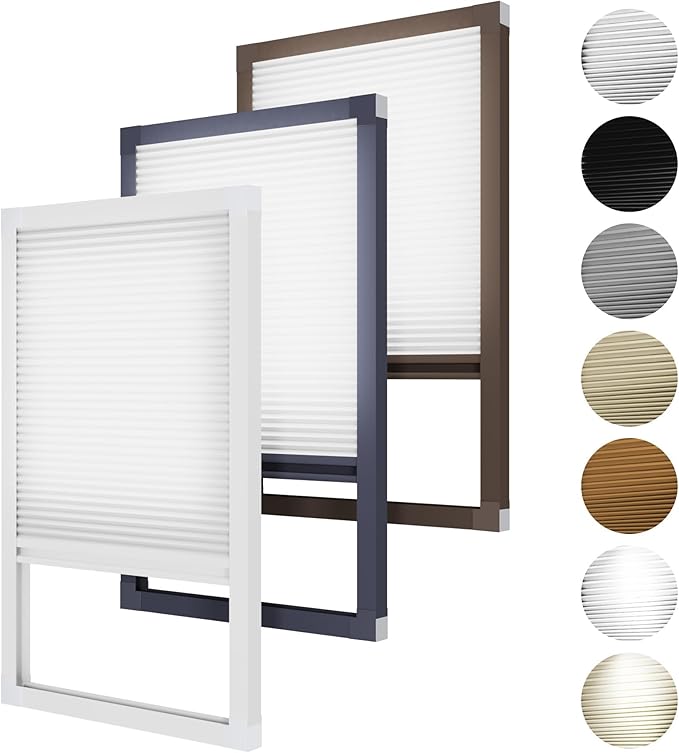 Cellular Shades Cordless, Skylight Blinds for Windows Roof Window Shades for Home, Room Darkening Honeycomb Blinds for Doors - Custom Cut to Size(Light Filtering, White)