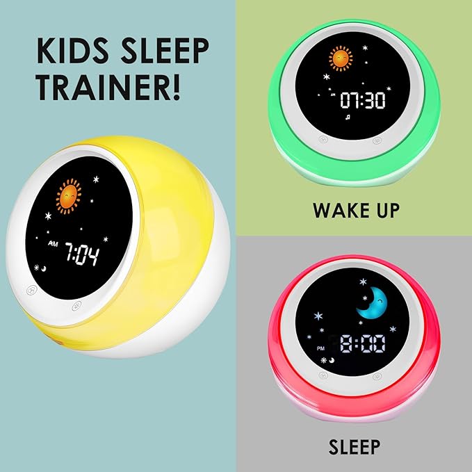 I·CODE Time to Wake Alarm Clock for Kids, Children's Sleep Trainer, Kids Wake Up Light, Sleep Sound Machine, Ideal Gift for Toddlers