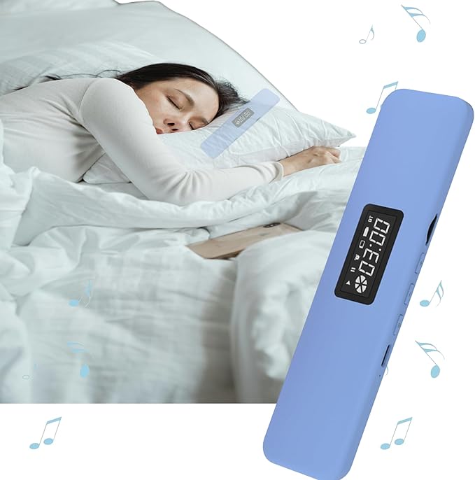 Under Pillow Speaker Bluetooth, Mini Bone Conduction Speakers, Bluetooth Sleep Headphones with Display for Sleeping, Sleepbar White Noise for Side Sleepers, Timer Speaker for Insomniacs (Blue)