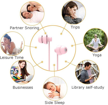 MAXROCK (TM Total Soft Silicon Headphones with Mic Sleep Travel Choice for Cellphones Tablets and 3.5mm Jack (Light Pink)