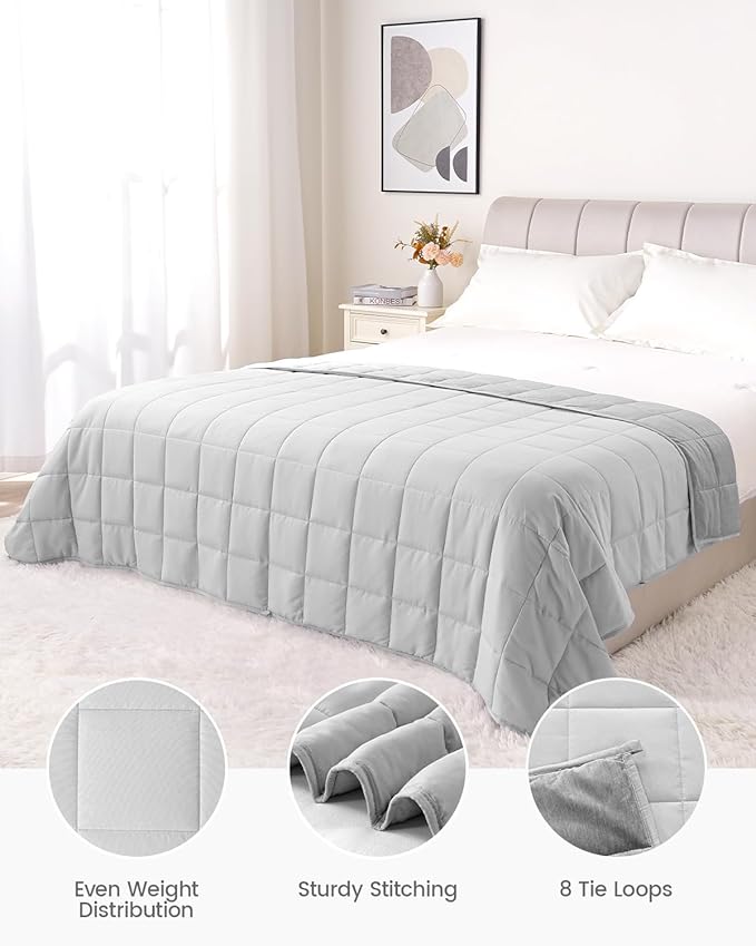 Drewin Weighted Blanket for Adults 17lbs, Cooling Queen Size Weighted Blankets with Double Sided Breathable Microfiber, Soft Heavy Blanket for Sleep Natural and Relaxing, 60 x 80 inches, Grey
