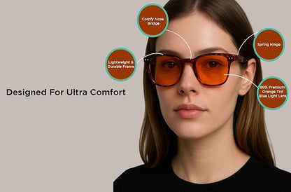 Vyzia Blue Light Blocking Glasses For Computer Use, Gaming, Nighttime Reading - Improve Sleep, Reduce Eyestrain, Anti-Glare, UV Protection, Light Sensitivity and Migraine Relief For Women and Men